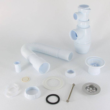 Сифон Wirquin Минор с выпуском 11/4 х 40 мм с отводом и с гофротрубой L800 мм 40 х 40/50 мм-1