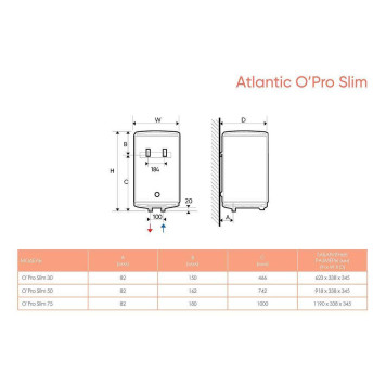 Водонагреватель электрический накопительный Atlantic OPRO Slim 75 PC (851159)-3