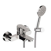 Смеситель для ванны Remer с лейкой держателем и шлангом хром