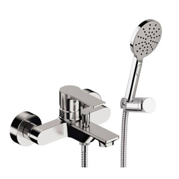 Смеситель для ванны Remer с лейкой держателем и шлангом хром