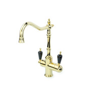 Boheme Kitchen Смеситель для кухни высокий с возм. подкл. фильтра, ручки Black Swarovski, цвет: gold 112-BSW