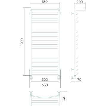 Полотенцесушитель электрический Larusso Гранд с полкой П14 500х1200-2