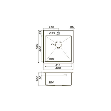 Omoikiri Akisame 46-GB Кухонная мойка нерж. сталь 46x51 см, цвет: графит 4997012-1