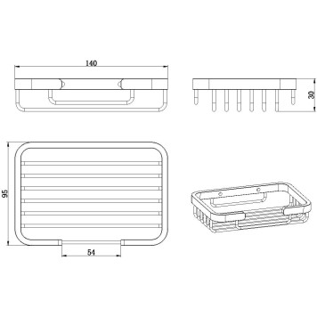 Allen Brau Priority Мыльница подвесная прямоугольная 14x9,5x3h см, цвет: черный матовый 6.31016-31-1