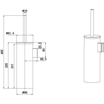 Allen Brau Priority Ершик для унитаза подвесной 8,9x11,4x40,5h см, цвет: черный матовый 6.31A09-31-1