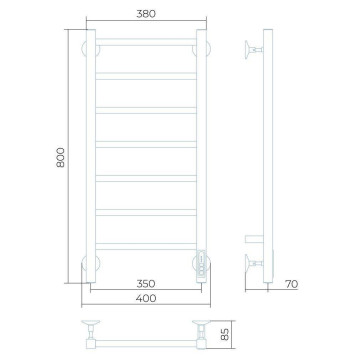 Полотенцесушитель электрический Larusso Астор КС П7 350х800 9005-2