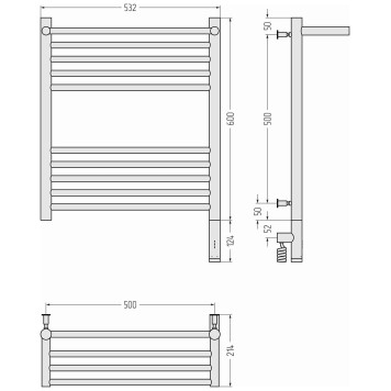 Сунержа Богема 3.0 с 1 полкой Полотенцесушитель электр. 53,2x72,4h см, прав., без покр. 00-5807-6050-3