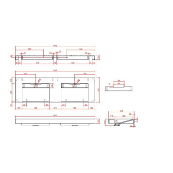 Armadi Art Flat Раковина мебельная прямоугольная 141х45,2х8h см, цвет: nero 859-140-NM-4