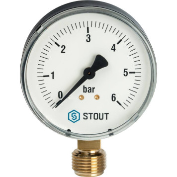 Манометр радиальный STOUT SIM-0010, Dn 80 мм, 0-6 бар, кл.2.5-1