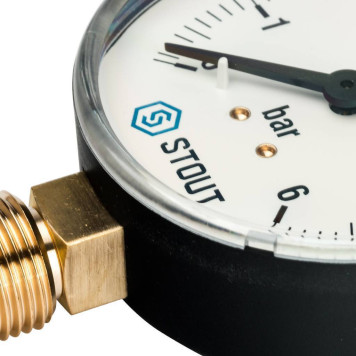 Манометр радиальный STOUT SIM-0010, Dn 80 мм, 0-6 бар, кл.2.5-3