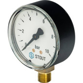 Манометр радиальный STOUT Dn 63 мм 1/4 , 0...10 бар, кл.2.5 (SIM-0010-631008)