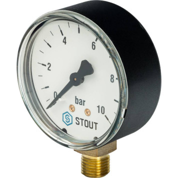 Манометр STOUT SIM-0010 радиальный Dn 63 мм 1/4, 0-10 бар, кл.2.5