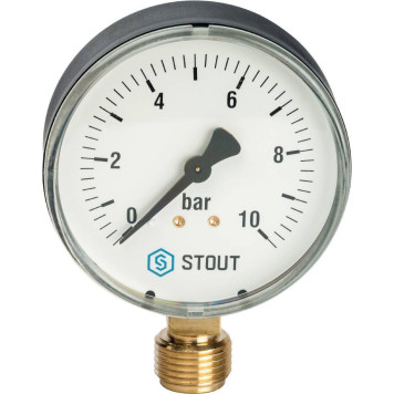 Радиальный манометр STOUT SIM-0010, корпус Dn 80 мм, 0-10 бар, кл.2.5-1