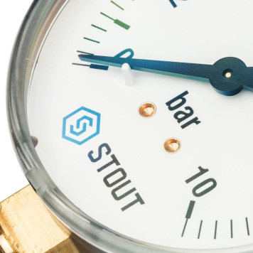 Радиальный манометр STOUT SIM-0010, корпус Dn 80 мм, 0-10 бар, кл.2.5-3