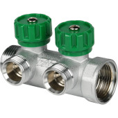 Коллектор распределительный FAR 3/4, проходной, хромированный, 2 отвода 1/2  ЕК (FK 3821 3412)