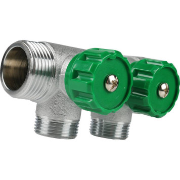 Коллектор распределительный FAR 1&, хромированный, 2 отвода 3/4& ЕК.-3