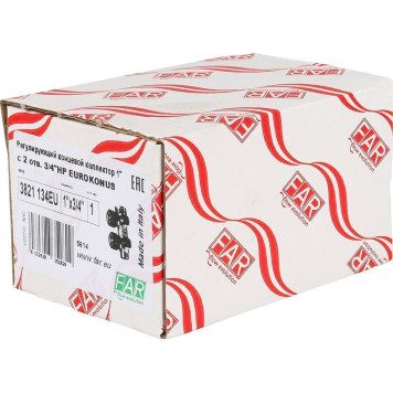 Коллектор распределительный FAR 1&, хромированный, 2 отвода 3/4& ЕК.-10