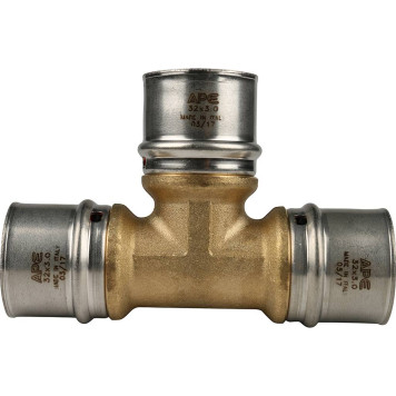 Тройник равнопроходный STOUT 32х32х32 для металлопластиковых труб прессовой-3