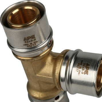 Тройник равнопроходный STOUT 32х32х32 для металлопластиковых труб прессовой-5