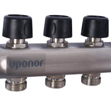 Коллектор Uponor Smart S с расходомерами стальной, 6 выходов 3/4 евроконус.-1