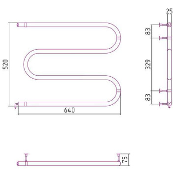 Стилье М-образный Полотенцесушитель электрический 60x50h, цвет без покрытия 00503-5060-2