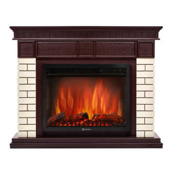 Каминокомплект: Очаг Electrolux EFP/P-2520LS N, портал Bricks 25 камень бежевый, шпон темный дуб-1