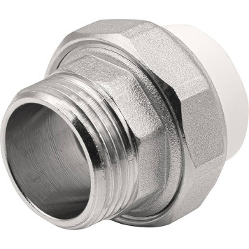 Муфта THERMOLIGHT комбинированная разъемная PP-R НР 25х1 белый (10/140)