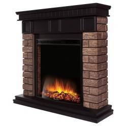 Портал Firelight Bricks Wood Classic камень коричневый, шпон темный дуб