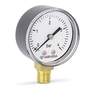 Манометр VARMEGA радиальный 50 мм, 4 бар, 1/4, VMMT10-500402-1