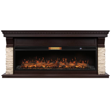 Каминокомплект: Очаг Royal Thermo Aurora RTFP/P-AR60LS, портал Michigan 60, камень мол., шп. тем.дуб-1