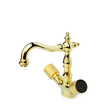 Boheme Royal Cristal Смеситель для раковины на 1 отв., без дк, длина излива 15 см, цвет: gold 292-Royal/CRST black