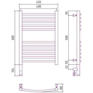 Сунержа Богема 3.0 Полотенцесушитель электрический 40x60h, лев., цвет: мат. белый 30-5802-6040-1