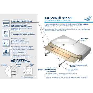 Душевой поддон квадратный RGW STYLE 1000x1000-9