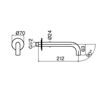 Plumberia Selection IXO Излив для ванны, настенный, длина 21см., цвет: золото брашированное-1