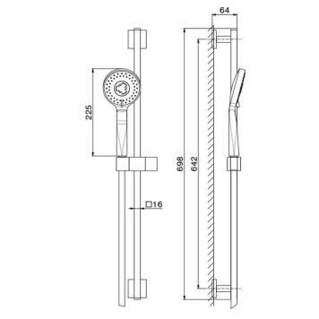 Kerama Marazzi Futura Душевой гарнитур, ручной душ с держателем для лейки, штангой и шлангом, цвет: черный матовый-1