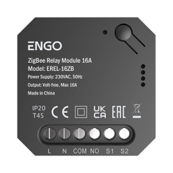 Реле ZigBee, 1x16A, выход NO-COM