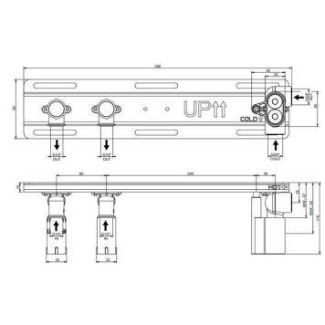 Gessi Hi-Fi Встраиваемые части для термостатического смесителя с полочкой, до 2 источников одновременно, 1/2 соединение., цвет: хром-1