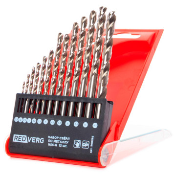 Набор сверл по металлу REDVERG 13 шт HSS-G, 1,5-6,5 мм.(500282)-2