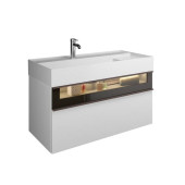 Burgbad Yumo Тумба с раковиной, 101.5х47х48см., с 1 отв., 2 выдв ящика, аллюм рамка,вставка из дымч стекла, светодиодн. подсв., подвесная, цвет: белый глянец. SFMX102F3193C0001*1 Burgbad Yumo Тумба с раковиной, 101.5х47х48см., с 1 отв., 2 выдв ящика, аллюм рамка,вставка из дымч стекла, светодиодн. подсв., подвесная, цвет: белый глянец. SFMX102F3193C0001*1