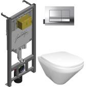 E21773RU-00 Унитаз c инсталляцией Jacob Delafon Modern Life, сиденье микролифт, клавиша хром (E29025+E20858-CP+E77168+E77725) E21773RU-00