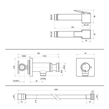 Bossini Cube Brass Гигиенический душ с прогрессивным смесителем, лейка металлическая, шланг Cromolux, цвет: черный матовый-1