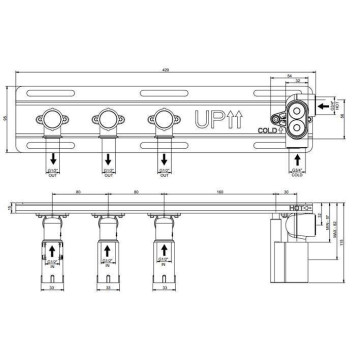 Gessi Hi-Fi Встраиваемые части для термостатического смесителя с полочкой, до 3 источников одновременно, 1/2 соединение., цвет: хром-1