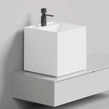 Salini Armonia Square TOP 03 Раковина накладная 45х45х45cм., с 1 отв, мат-л: S-Stone, цвет: белый матовый. 130523TM