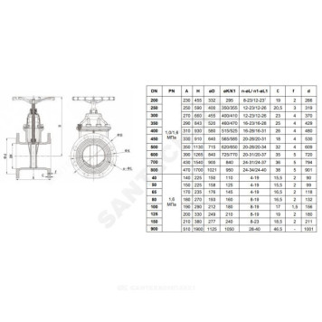 Задвижка чуг аналог МЗВ Ду50 Ру16 120C гайка 30ч39р RMCX-1