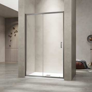 Душевая раздвижная дверь-купе в нишу PA-114Gr профиль серый 1300