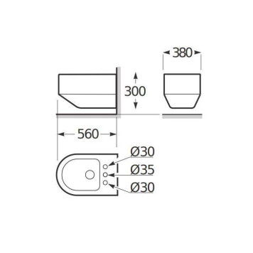 Armani Roca Baia Биде подвесное 56x38x30см с 3 отв. под смеситель, цвет: белый-1