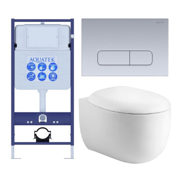 SET AQUATEK АЛЬТАИР-014 4в1 (рама AQUATEK Standard INS-0000012+крепеж KKI-0000002+клавиша KDI-0000014+унитаз АЛЬТАИР AQ1980-00 с тонким сиденьем soft SET AQUATEK АЛЬТАИР cm-014 4в1