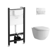 Laufen Pro Унитаз подвесной, безободковый смыв Rimless, с инсталляционной системой, сиденье с крышкой SC, панель смыва цвет: белый. Z.RU93.0.771.6