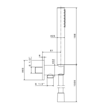 Newform X-STEEL 316 Ручной душ, кронштейн-уголок 1/2, шланг: 150 см, цвет: INOX. 69645X.50.050-2