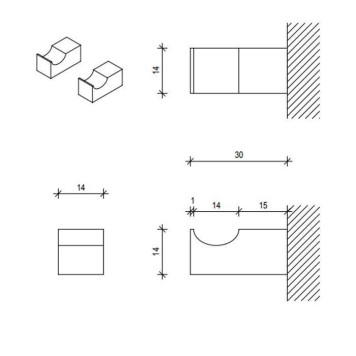 Decor Walther Corner HAK1 Набор крючков 2 шт., подвесной, цвет: золото. 0561920-1